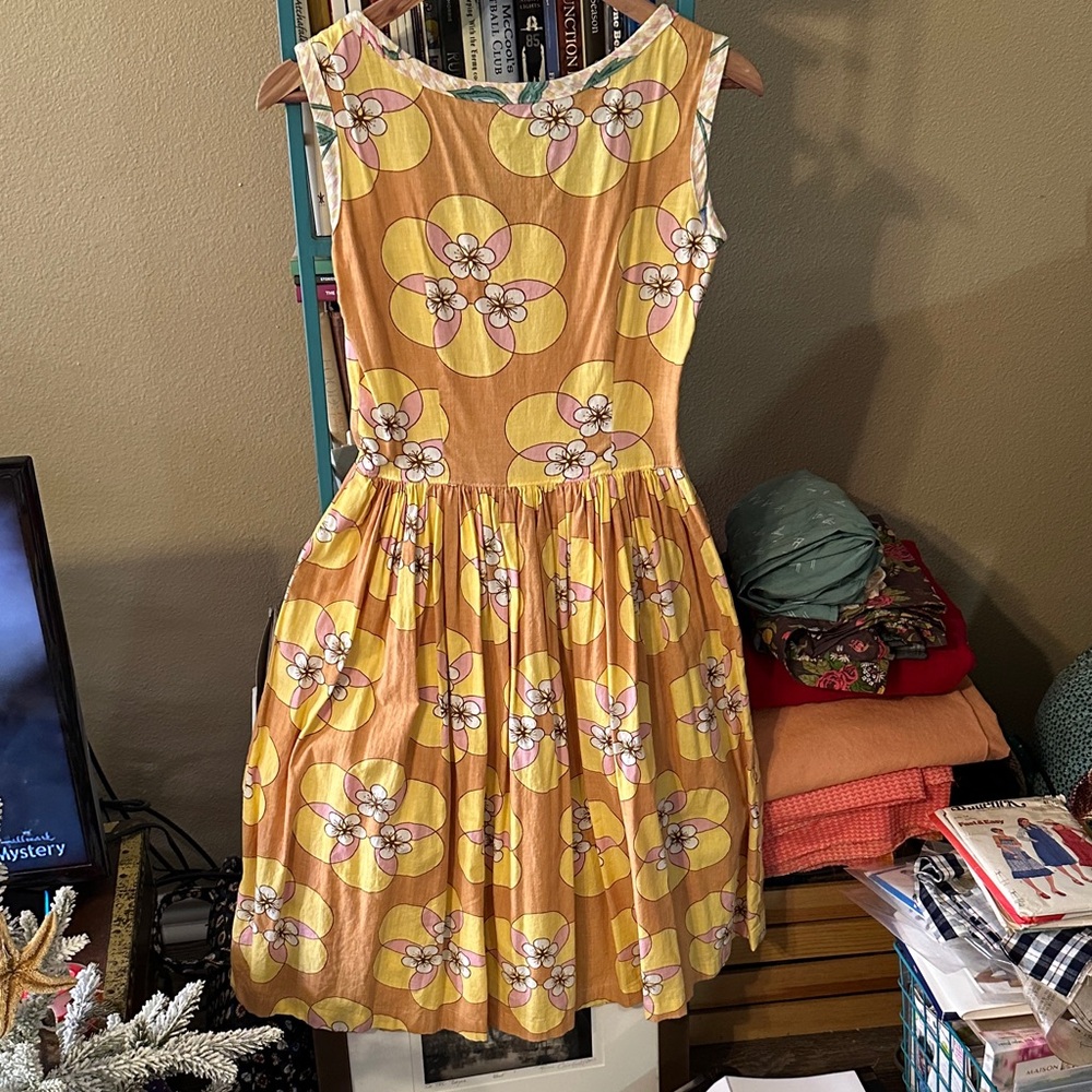 Floral Yellow Cotton Sleeveless Day Dress